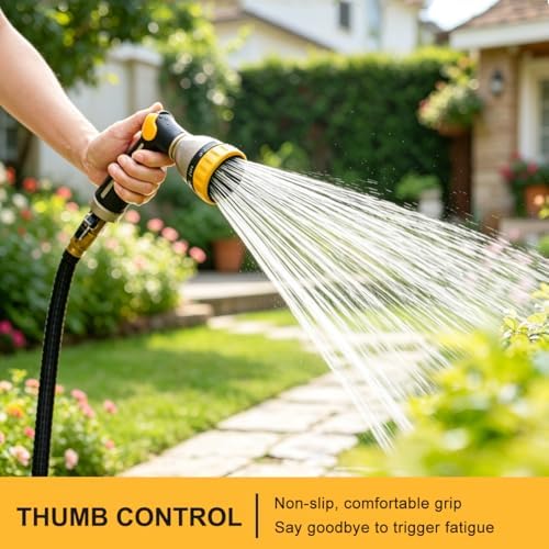 FANHAO Thumb Control Garden Hose Nozzle Heavy Duty Metal, 8 Spray Patterns - Image 2