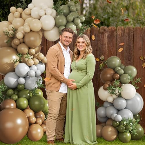 Brown Sage Green Balloon Arch Kit for Safari Jungle Baby Shower Decorations - Image 5