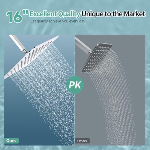 SR SUN RISE 16 Inch Rain Shower Head, High Pressure Rainfall Showerhead Large Waterfall Shower Head Ultra Thin Water Saving, Polished Chrome 304 Stainless Steel - Image 2