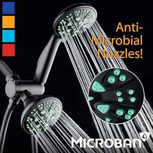AquaDance Antimicrobial/Anti-Clog High-Pressure 30-setting Dual Head Combination Shower with Microban Nozzle Protection From Growth of Mold, Mildew & Bacteria for a Healthier Shower – Coral Green - Image 3