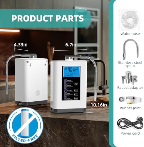 Alkaline Water Ionizer Machine, Water Machine PH 4-10.5 for Alkaline & Acidic Water, 5 Titanium Plates, Up to -500mV ORP, 8,000L Filter, 7 Water Settings, Auto-Cleaning, Intelligent Voice - Image 5