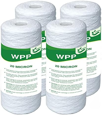 10" x 4.5" String Wound Sediment Filter, 20 Micron, 4-Pack by Vegebe