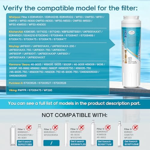 ICEPURE Alkaline UKF8001 Refrigerator Water Filter Replacement for Whirlpool EDR4RXD1, EveryDrop Filter 4, Maytag UKF8001, 4396395, UKF8001P, UKF8001AXX, RFC0900A, UKF8001AXX-200, Enhances PH, 5 Pack - Image 2