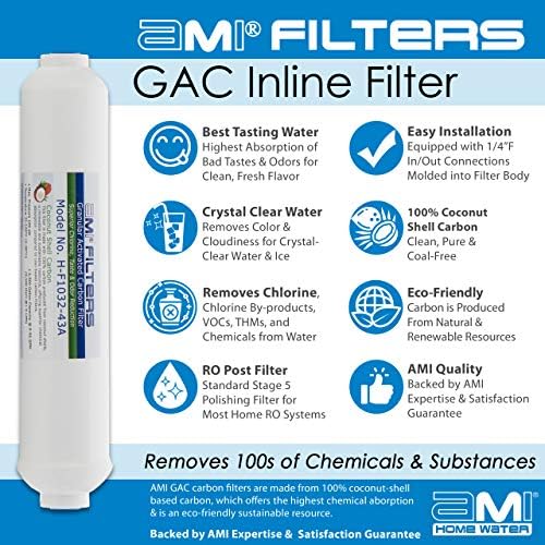 AMI Inline Carbon Water Filter, RO Post Filter, 1/4" Female Threaded - Image 3