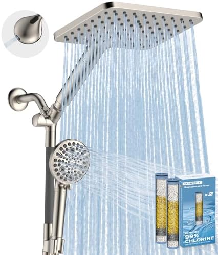 MakeFit Dual Filtered Rain Shower Head Combo, High Pressure Handheld Shower Head with Adjustable Bar - Rainfall Shower Head And Showerhead with Filter for Hard Water - Removes Chlorine by MakeFit