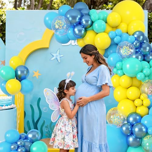 Amandir 153pcs Blue and Yellow Balloons Arch Garland Kit Different Sizes - Image 6