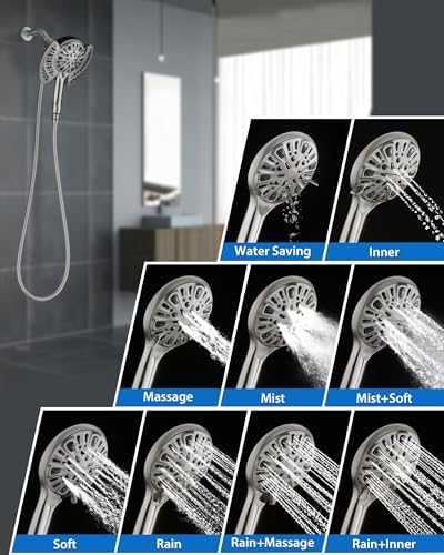 INAVAMZ 2 in 1 Shower Head with Handheld Combo High Pressure Nickel 2.5 GPM - Image 4