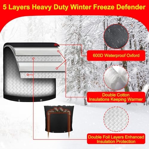 Backflow Preventer Insulation Weatherproof Covers, Pressure Vacuum Breaker Valve Insulated Covers Winter Freeze Protection, Outside Irrigation Sprinkler System Pipe Bag Pouch, 24''W x 24''H - Image 4