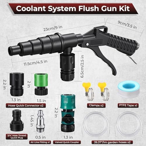 Chumia Coolant Flush Gun Lever Action Heater Core Flush Kit, Hose Adapters - Image 2