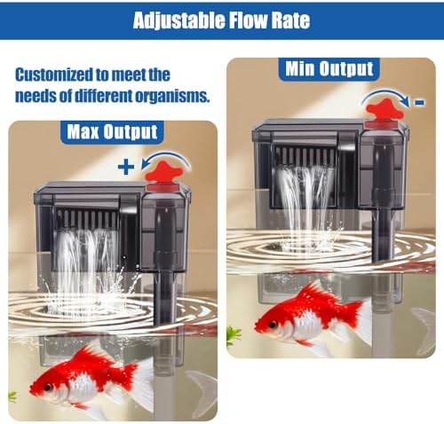 HOB Slim Aquarium Filter for Up to 5 Gallon Tank Ultra-Quiet Fish Tank Power Filter Flow Adjustable Suitable for Saltwater and Freshwater 42 GPH 3W - Image 4