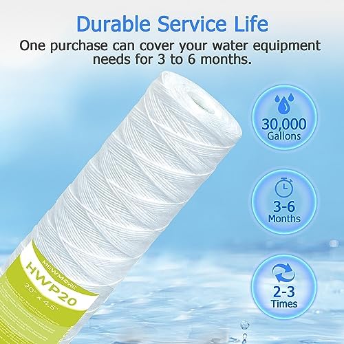 20 Micron Whole House Water Filter Cartridge, 20" x 4.5", 6-Pack - Image 6