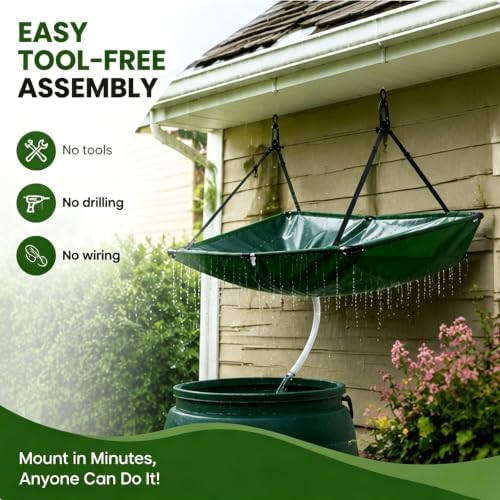 Collapsible Rain Barrel Water Collector, Portable Cloth Rainwater Harvesting System with Hose, Filter & Overflow Valve, Eco-Friendly Water Storage Solution for Garden, Lawn, Backyard & Camping - Image 4