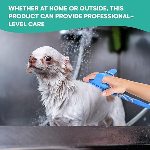 Black Rhino Dog Shower Attachment 2-in-1 Sprayer and Scrubber - Slip on Dog Wash with Hose and Shower Attachment - Indoor/Outdoor Pet Bathing and Grooming - Fast and Easy at Home Dog Cleaning, Blue - Image 6
