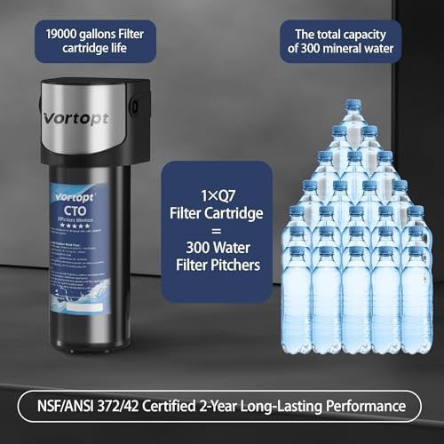Vortopt Q7 19000 Gallon Sink Water Filter, Reduces Chlorine, Lead, Black - Image 3
