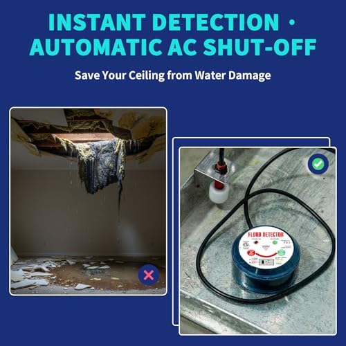 HVAC Flood Sensor Water Leak Detector with Internal Audible Alarm, 12-30V AC/12-36V DC 3A High Load 5-Wire Condensate Overflow Switch for Primary/Secondary Drain Pans, Mini-Splits & Furnaces, ETL - Image 2