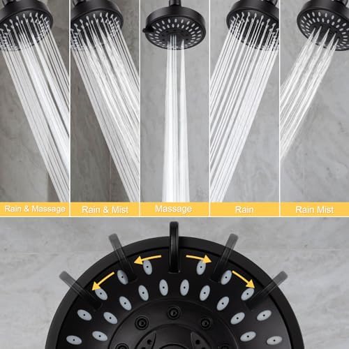 AISOSO High Pressure Rain Shower Head 5 Modes Showerhead 4.1" Matte Black - Image 4