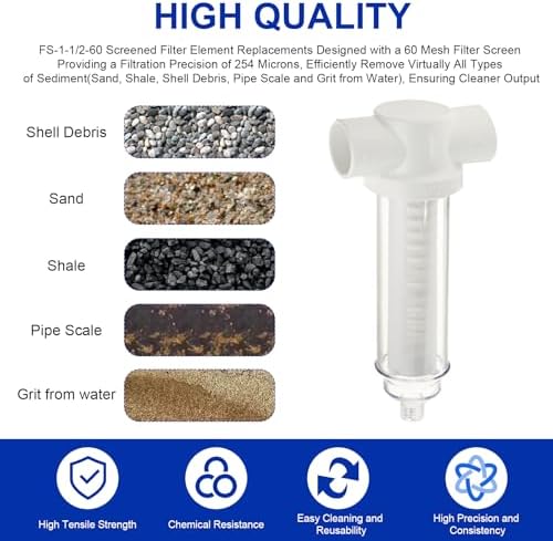 1-1/2" 60 Mesh Spin Down Water Filter Screen for Rusco & Vu-Flow Filtration - Image 5