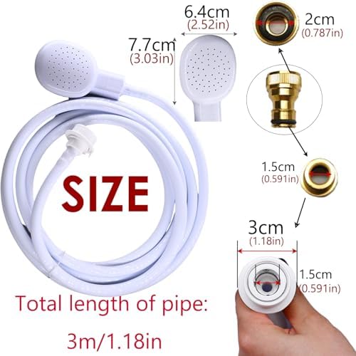 3M/9.84ft Sink Spray Hose, Portable Garden Tub Sprayer Handheld Hose Shower with Adapter and Wrench for Bathing Baby,Pets,Washing Hair,Rinsing Vegetables - Image 2
