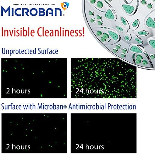 AquaDance Antimicrobial – Anti-Clog High-Pressure 6-Setting Shower Head with Microban Nozzle Protection from Growth of Mold, Mildew & Bacteria for Stronger Shower! 4" Coral Green - Image 3