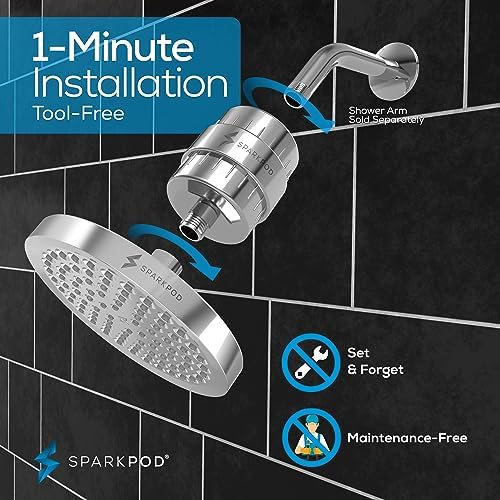 SparkPod Filtered Shower Head, 23-Stage, 6" Round, Polished Chrome - Image 5