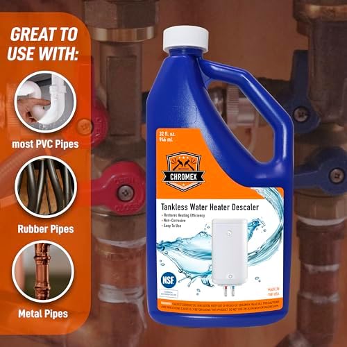 Chromex NSF Certified Tankless Water Heater Descaling Solution | Highly Effective Descaler Restores Heating Efficiency, 6 Quart, 32 fl oz (6) - Image 3
