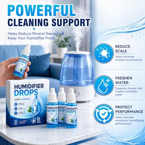 Humidifier Cleaner Drops, Slows Scale and Mineral Buildup, 3 x 30ml Bottles - Image 3