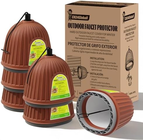 6-Pack Hose Bib Covers for Winter, Soft-Rubber Air Chamber & Hard Shell by CH24Globall