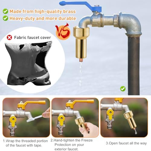 1 Pcs Outdoor Faucet Freeze Protector, Brass Spigot Covers with Tape - Image 3
