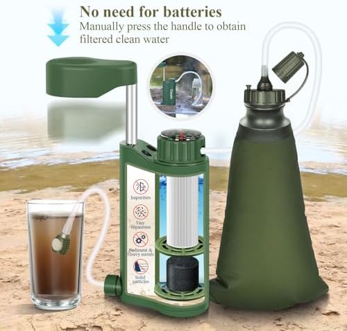 Timain Outdoor Portable Water Filter Pump,Water Filtration Systems,Perfect for Travel,Camping, Hiking,Fishing,Hunting,Emergency Preparedness (4500, Liters) - Image 6