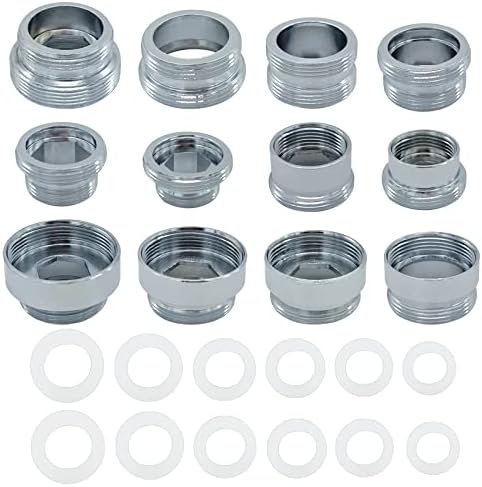 12 Pieces Faucet Adapter Kit Kitchen Aerator Male To Female Male Faucet Water Hose Adapter(Faucet Adapter Various Sizes) by JVNZAM