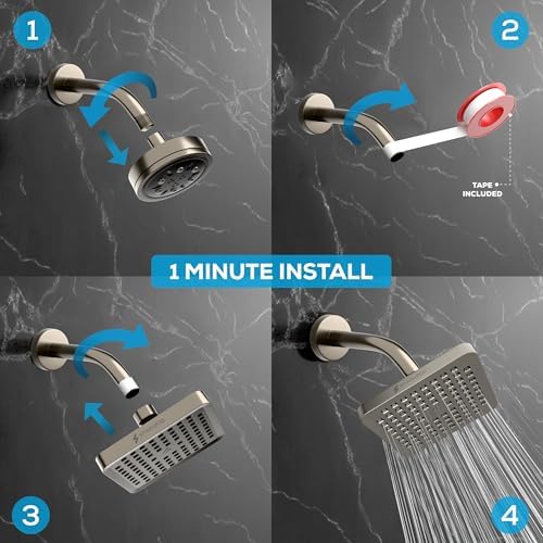SparkPod Rain Shower Head, 8 Inch Square, Elegant Brushed Nickel Finish - Image 5