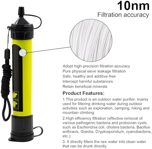 Water Filter Camping, Personal Backpacking Water Filter Straw Portable for Hiking Travels (Green) - Image 4
