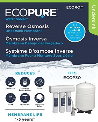 EcoPure ECOROM Reverse Osmosis Under Sink Replacement Water Membrane | NSF Certified | Fits Ecop30 System | 1-3-Year Filter Life, 0.9, White (Pack of 4) - Image 4