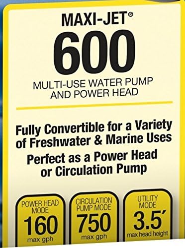 Marineland Maxi-Jet 600, Multi-Use Water Pump And Power Head, Fully Convertible (ML90510), 160/750 GPH (Pack of 12) - Image 5