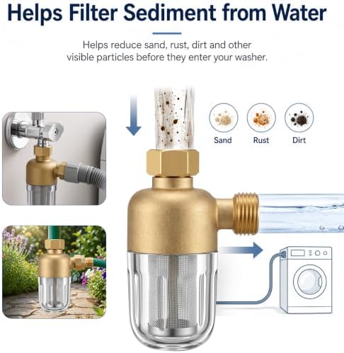 2 Pack Washing Machine Water Filter 50 Micron Brass Inline Filter - Image 6