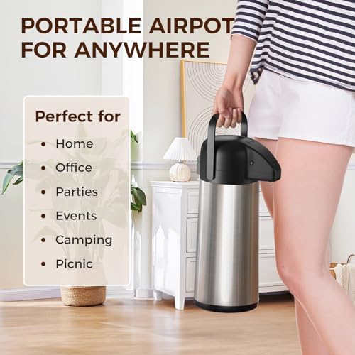 Coffee Carafe for Keeping Hot, 102OZ / 3L Airpot Coffee Dispenser with Pump - Image 7