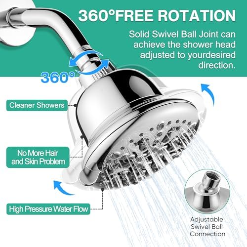 Cobbe Filtered Shower Head, 7 Modes High Pressure Shower Heads Chrome - Image 6
