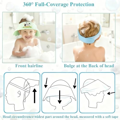 Baby Shower Cap Shield - Adjustable Waterproof Shower Visor for Kids, Soft Baby Hair Washing Shield with Ear Protection, Perfect for Toddlers & Children (giant panda) - Image 3