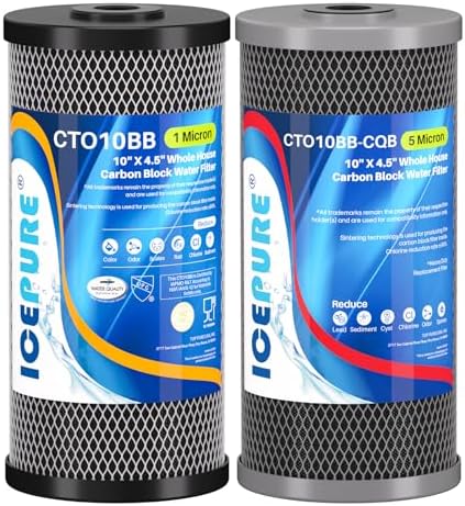 ICEPURE 2-Stage 10" x 4.5" Whole House Carbon Water Filter Set, Activated Carbon and Lead Remove Cartridge Replacement for WFHDC8001, CB-BB-10, FXHTC, GXWH40L, GXWH35F, Pack of 1 by ICEPURE