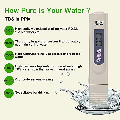 TDS Meter Digital Water Quality Tester - PPM Meter with Temperature Test, 0-9990 ppm Range, Accurate TDS Tester for Drinking Water, RO System, Aquarium, Pool, Hydroponics - Image 4