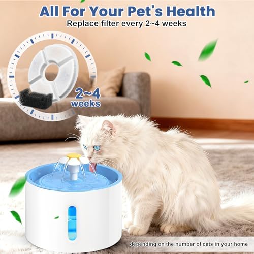 Cat Water Fountain Filter, 12 Pcs Replacement Cat Fountain Filters Dia is 5", 3-Filtration System Round Carbon Cats Filters Compatible with 81oz/2.4L Round Automatic Pet Fountain Water Dispenser - Image 6