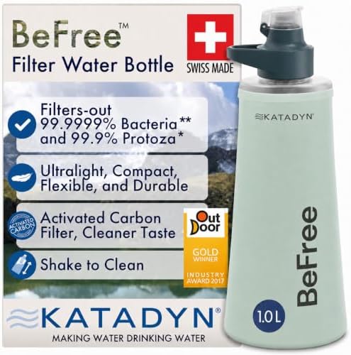 Katadyn BeFree 1L Lightweight Collapsible Water Filter Bottle for Outdoors by Katadyn