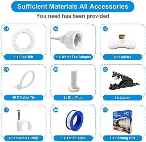 Mister System for Outside Patio, White Misting Kit for Backyard, 65Ft|20M. - Image 4