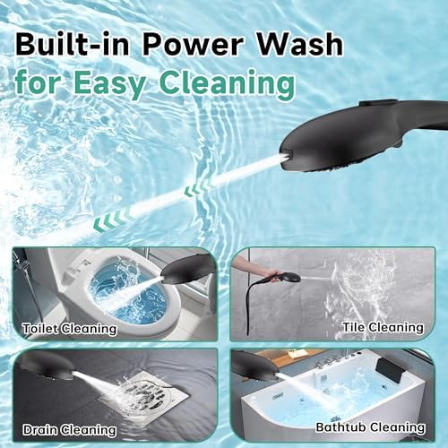 BRIGHT SHOWERS High Pressure Shower Head with Handheld, 9 Spray Settings Showerhead Built in Power Wash to Clean Tub and Pets, Extra Long 69" Hose, Adjustable Bracket, Oil-Rubbed Bronze - Image 3