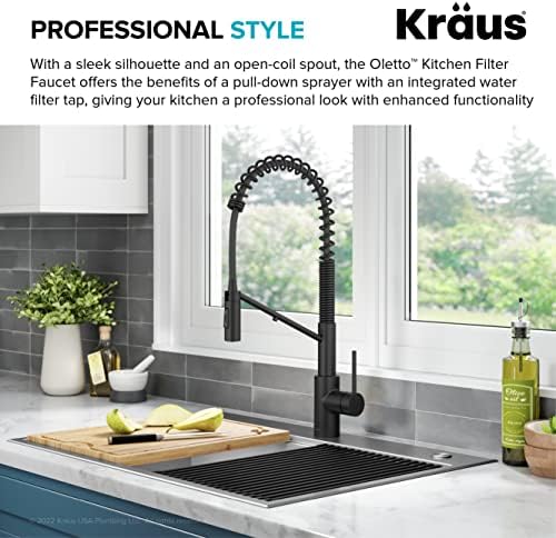 KRAUS Oletto 2-in-1 Commercial Style Pull-Down Single Handle Water Filter Kitchen Faucet for Reverse Osmosis or Water Filtration System in Matte Black, KFF-2631MB - Image 4