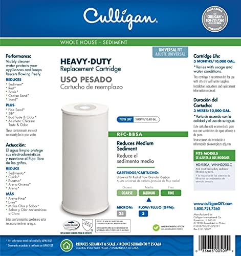Culligan RFC-BBSA 25 Micron Whole House Water Filter for Sediment, 10" x 4.5" Compatible Replacement for FXHTC, W50PEHD, GXWH40L, GXWH35F, GNWH38S, WFHD13001 (Pack of 2) - Image 4