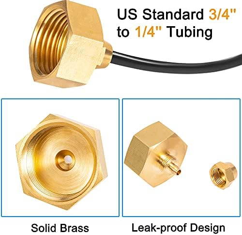 2 Pack Garden Hose Adapter, Solid Brass Standard 3/4" Female Thread to 1/4" Tube Adapter for Water Hose,Convert 3/4" Garden Hose to 1/4" Tube - Image 4