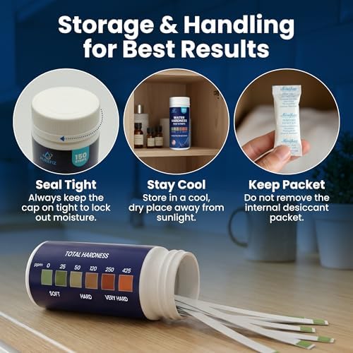 Water Hardness Test Strips – 150 Strips for Home, Well Water & Water Softeners – Instant Results in 30 Seconds – Tests Soft, Hard & Very Hard Water – Perfect for Kitchens, Showers & Appliances - Image 6