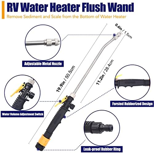 RV Water Heater Tank Rinser, Metal Tube RV Water Heater Flush Wand, Camper Hot Water Tank Cleaning Rinser Flusher - Image 2