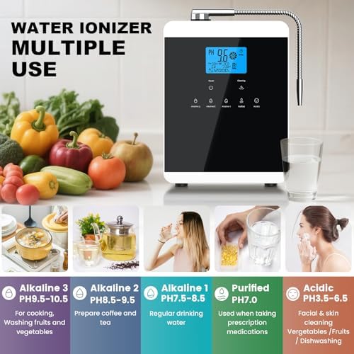 Alkaline Water Ionizer Machine for Home, 11 Titanium Plates Alkaline Water Machine, pH 4-10.5 Acid Water Purifier, Water Filter Up to -600mV ORP | 10000 Liters Per Filter, Auto-Cleaning, Black - Image 6